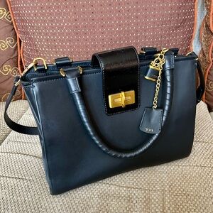 Tumi Black Satchel with Gold Hardware